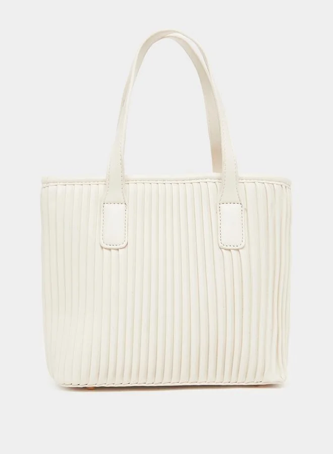 Women White Pleated Tote Bag